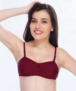 Daisy Dee Cotton Non Padded Non Wired Demi Coverage Maroon Bra - TIARA - D. MAROON