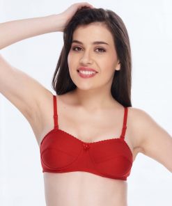Daisy Dee Cotton Lightly Padded Non Wired Demi Coverage Red Bra - TIARA - RED