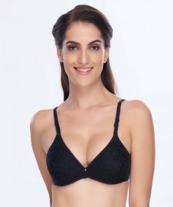 Daisy  Dee Cotton Lightly Padded Non Wired Full Coverage Black Bra - SPECIAL ACCASIONS - BLACK