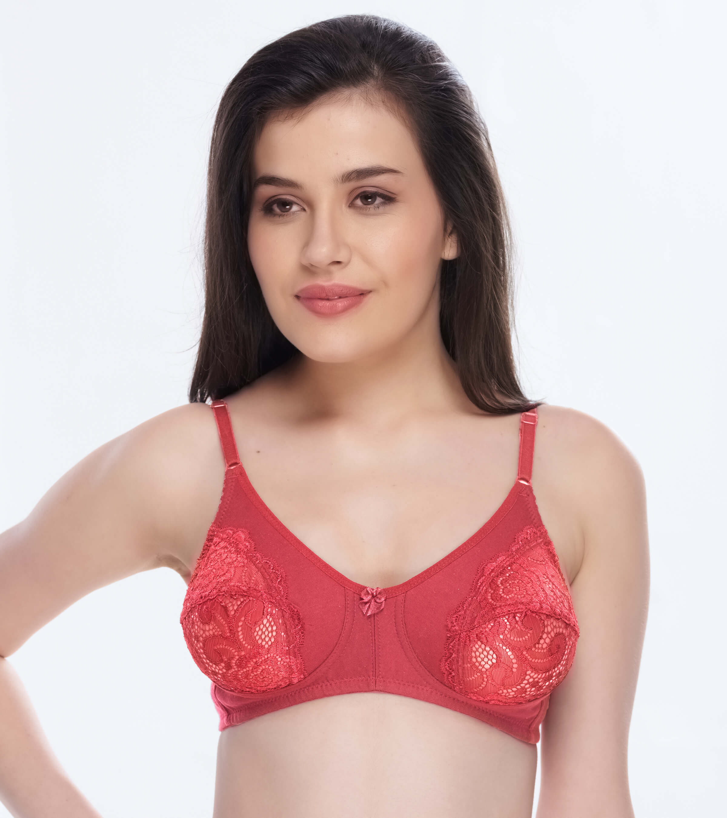 Daisy Dee Micro Fabric Non Padded Non Wired Full Conerage Red Bra - ENHANCE  - BRICK RED - Daisy Dee