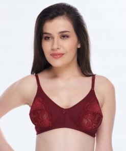 Daisy Dee Micro Fabric Non Padded Non Wired Full Conerage Maroon Bra - ENHANCE - D. MAROON