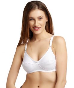 Daisy Dee Cotton Rich Cut & Sew Full Coverage WHITE Bra- DEW DROPS SHEETAL - WHITE