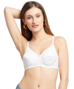 Daisy  Dee 100% Cotton Cut & Sew Full Coverage White Bra- DEW DROPS MILAN - WHITE